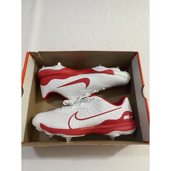 New Mens Size 14 White Red Nike Alpha Huarache Varsity 4 Low Baseball Cleats main image 10